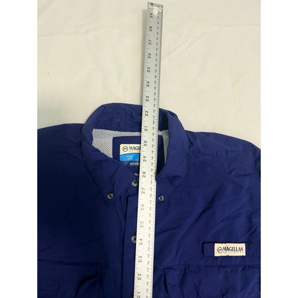 Magellan Outdoors Fish Gear Mens L Blue Long Sleeve Fishing Shirt Relaxed Fit